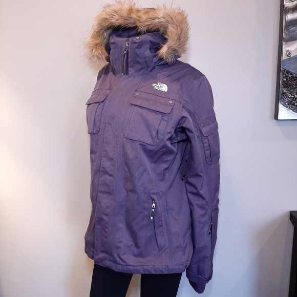 ❌SOLD❌ Baker Deluxe Insulated Ski Jacket Faux Fur Hooded Pinstripe Coat - Picture 3 of 16